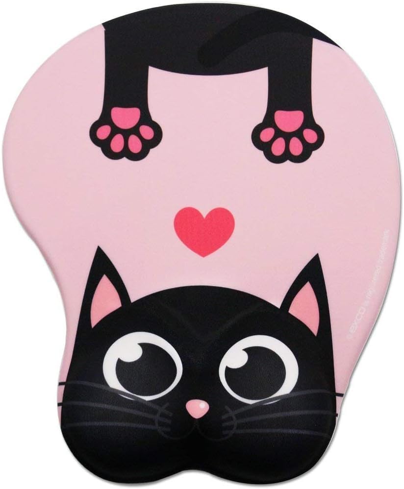 HASTHIP® Alfombrilla de Ratón Ergonómica con Reposamuñecas de Silicona,Superficie Lisa Lycra,Diseño Kawaii Rosa Antideslizante para Oficina y Gaming