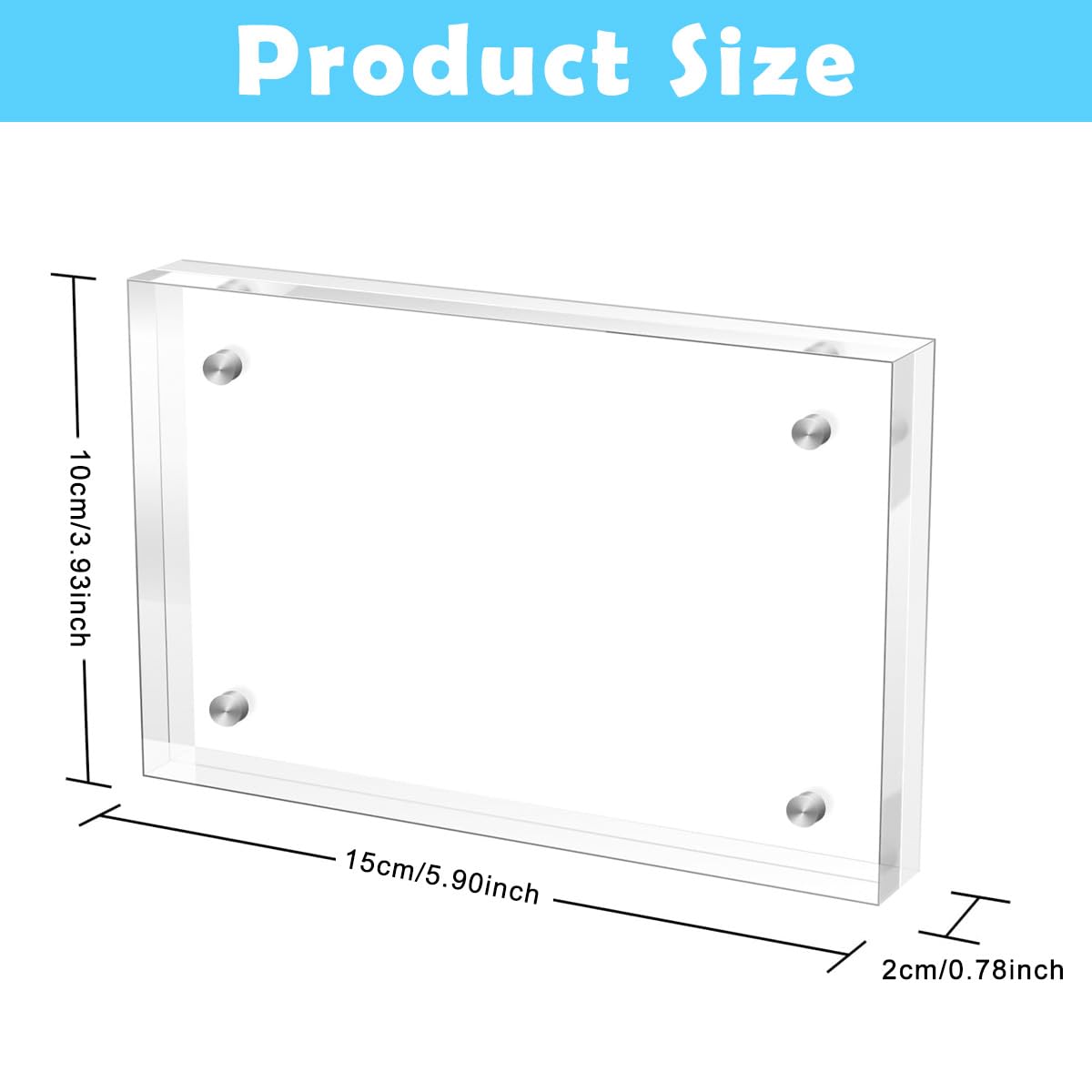 HASTHIP Acrylic Picture Frame 4x6 Inches for Desk Display with Magnetic Double Sided Design