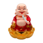 HASTHIP Smiley Buddha Car Charm for Dashboard and Desk with Solar Powered Bobblehead | Zen Lotus Decor and Peaceful Gift