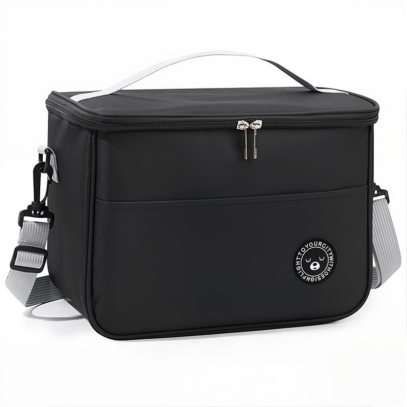 HASTHIP Insulated Lunch Bag for Camping and Office with Foil Liner & Strap 26x17x18cm