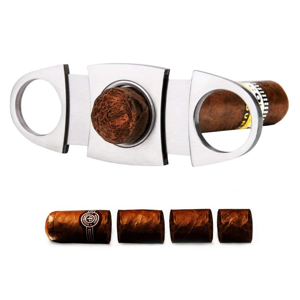 HASTHIP Cigar Cutter for Pocket Use with Double Guillotine Blades and Stainless Steel | 2PCS