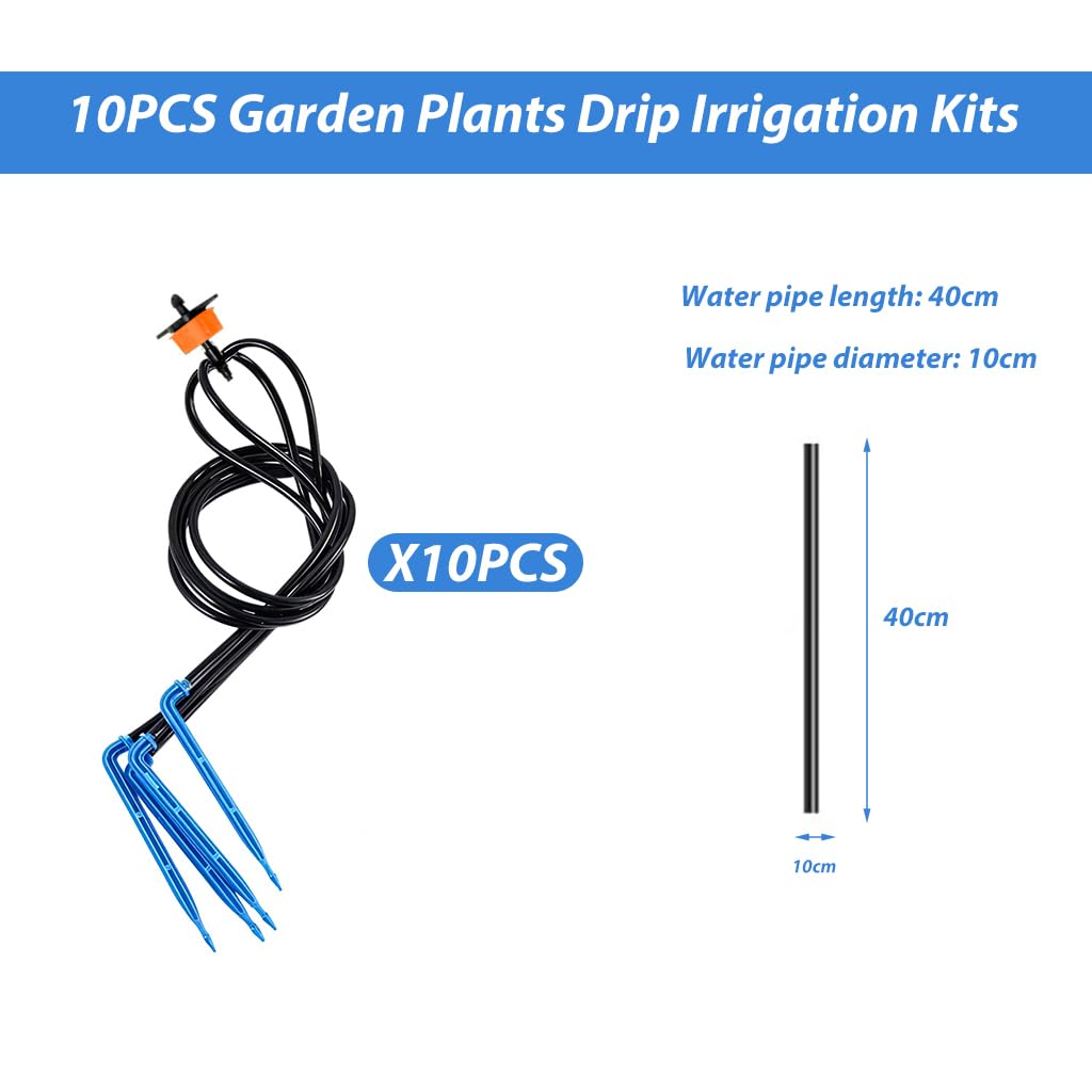 HASTHIP Garden Drip Irrigation Kits for Flower Beds and Lawns featuring 4 Way Nozzle 10 pcs