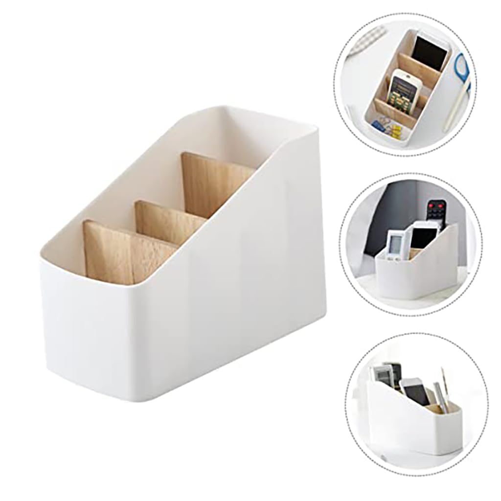 HASTHIP® Remote Control Storage Box Multi Remote Organizer Caddy with 5 Compartments,PU Leather TV Holder,Desk Organizer Tray for Controller Media Player Office Home Nightstand and Accessories
