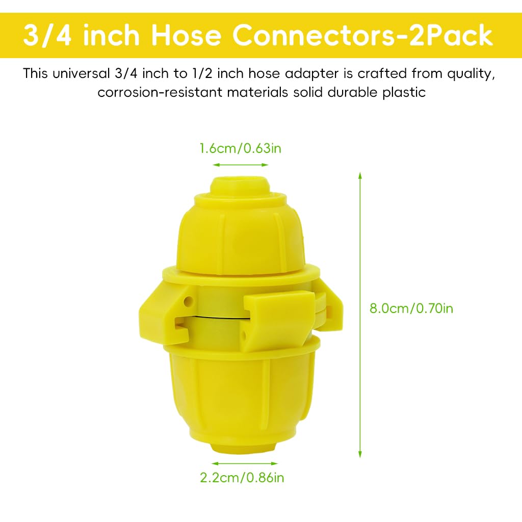 HASTHIP Garden Hose Connectors for 3/4 inch to 1/2 inch Hoses with Watertight Seal | Pack of 2