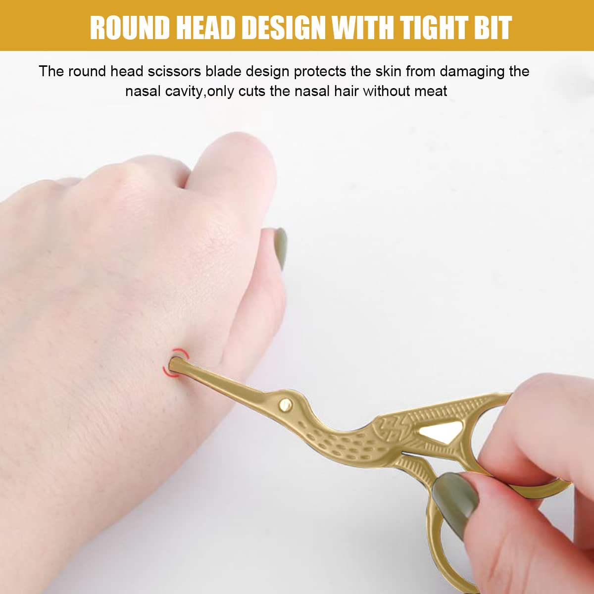 MAYCREATE® Nose Hair Trimmer Ear Nose Hair Scissors for Men, Multipurpose Small Beard Scissors, Women Eyelashes Eyebrow Scissors, Safety Blunt Tip for Facial Hair Moustache, with Storage Box (gold)