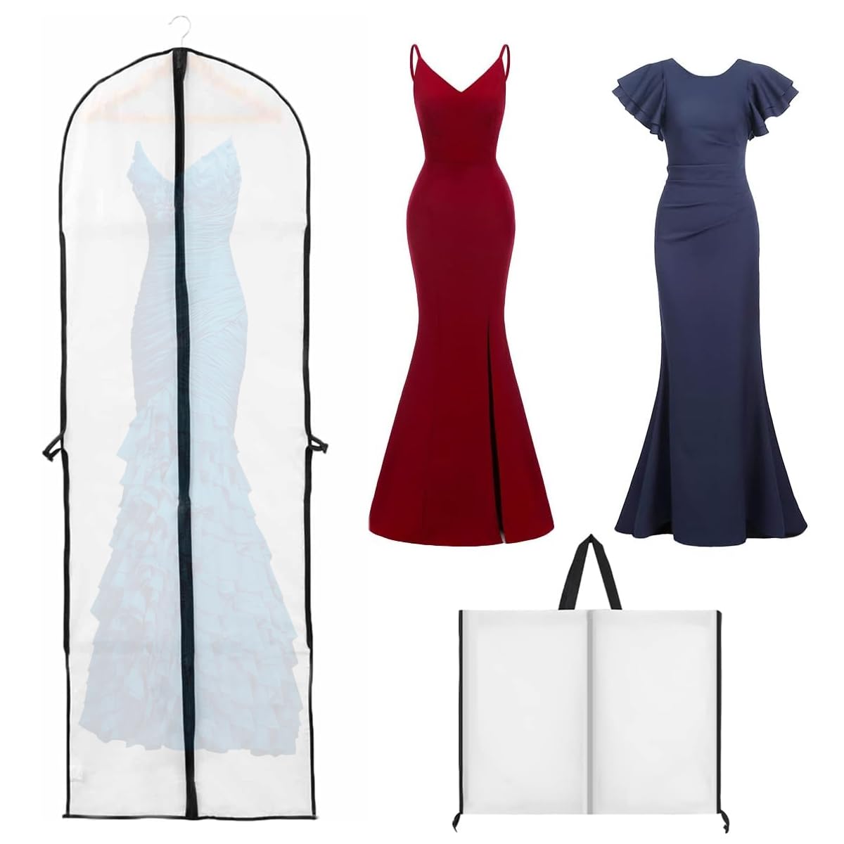 HASTHIP Gown Garment Bag for Wedding and Prom Dresses 70.8x23.6 in wit–  Hasthip