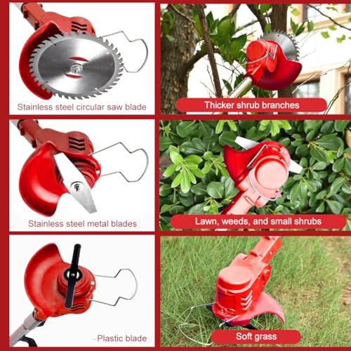 HASTHIP® Garden Electric Weed Eater - 24V Electric Cordless Grass Cutter/Brush Cutter Machine - Retractable Grass Trimmer with Blades - Electric Grass Cutter Machine for Garden (No Battery/Charger)