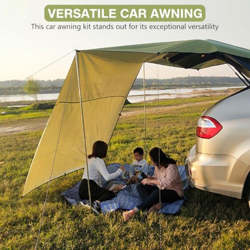 HASTHIP® Foldable Car Awning Sun Shelter Tent, 118x78 Inches Military Green, Waterproof Camping Tarp with UPF 50+ UV Protection, Portable SUV Canopy with Storage Bag for Outdoor Travel Adventures