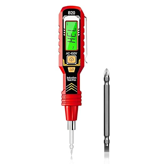 Hasthip® 2-in-1 Voltage Tester Pen with LCD Display, Non-Contact AC 450V Electrical Tester with Dual Head Phillips & Slotted Screwdriver, LED Light, Buzzer Alarm, Auto-Off (No Battery Included)