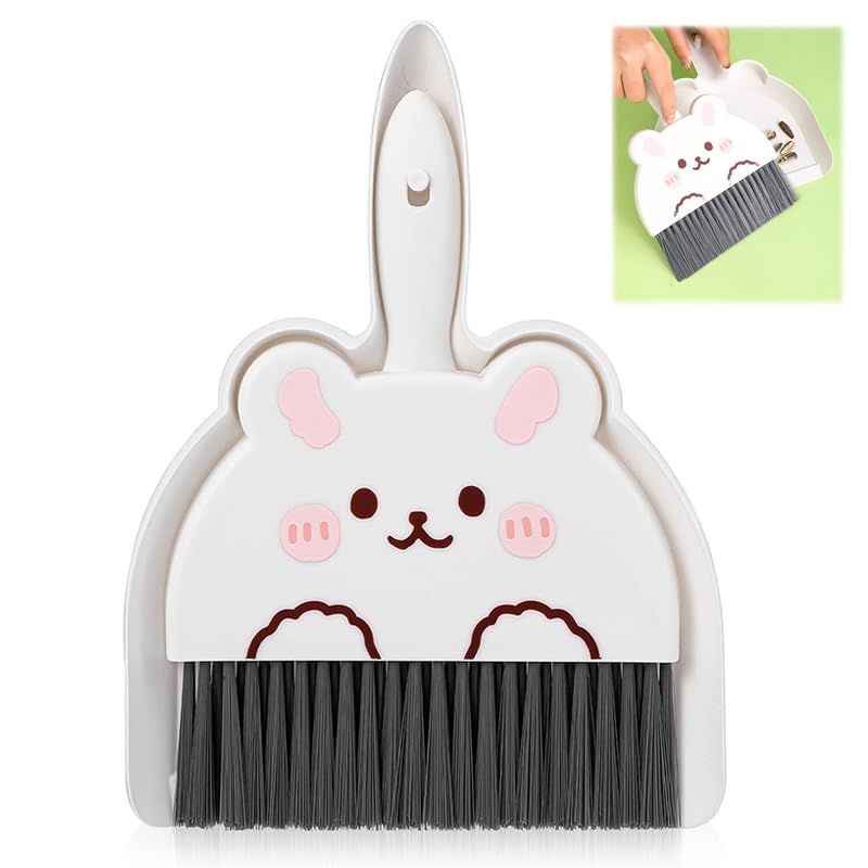 HASTHIP Portable Mini Dustpan and Brush Set for Desktop Cleaning with Ergonomic Handle | Compact Stackable Design