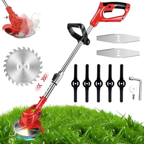 HASTHIP® Garden Electric Weed Eater - 24V Electric Cordless Grass Cutter/Brush Cutter Machine - Retractable Grass Trimmer with Blades - Electric Grass Cutter Machine for Garden (No Battery/Charger)