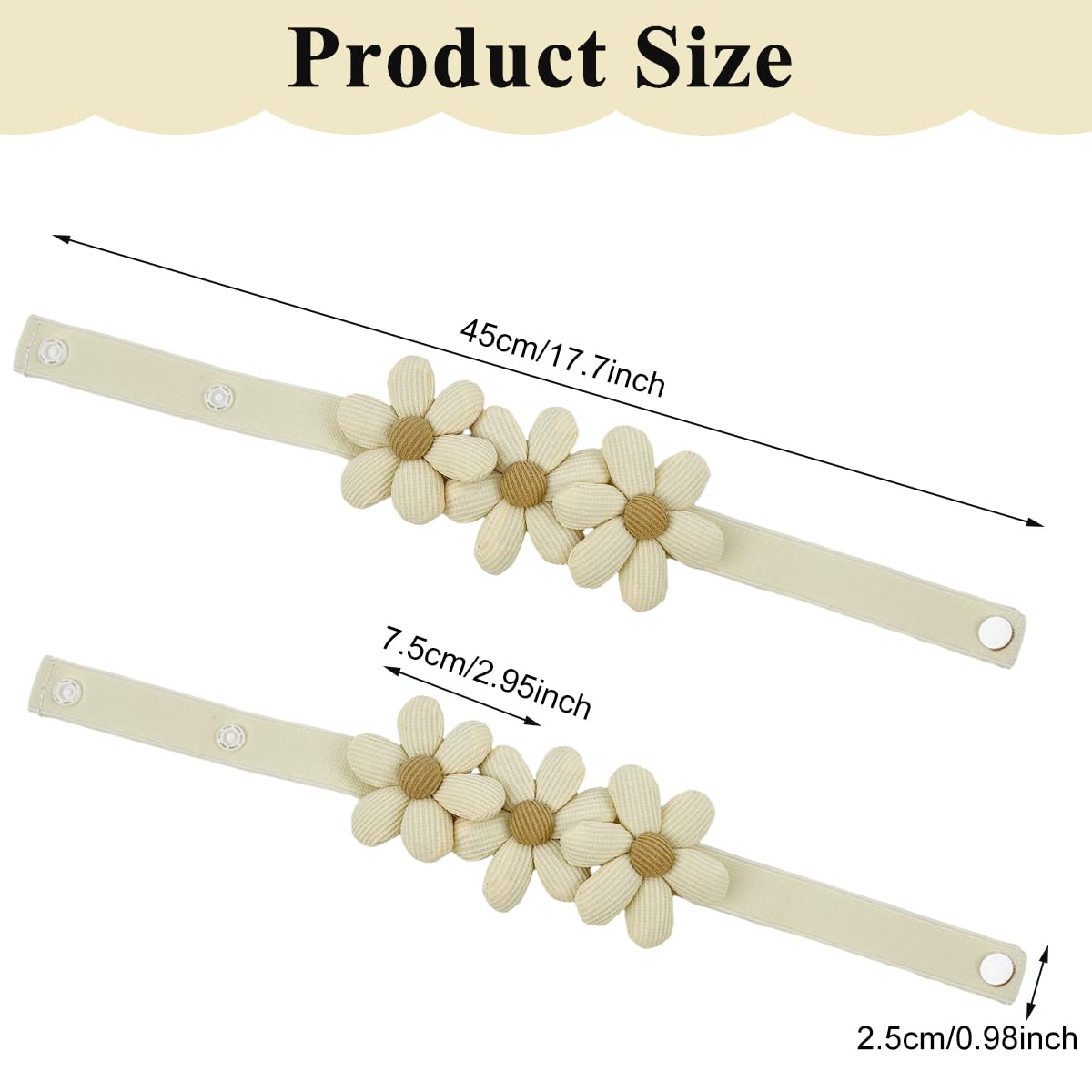 HASTHIP Curtain Tiebacks for Drapes with Pearl Flower Design and Elastic Cord | 2 Pack