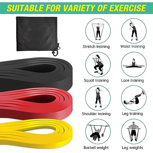 HASTHIP® 3 Pcs Resistance Band Kit for Workout for Men and Women, 2-30kg Resistance and Pull up Band for Chin Ups, Durable TPE Loop Bands Toning Bands for Home Gym Fitness, Gym Equipment