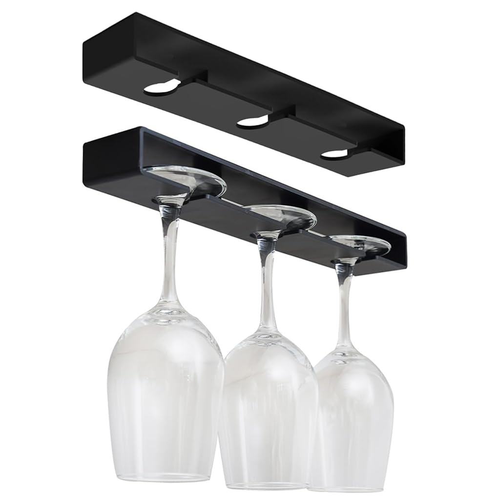 HASTHIP® Soporte para Copas de Vino Debajo del Gabinete,Porta Copas de Vino Autoadhesivo sin Perforar,Estante Plástico Colgante para Cocina Bar y Restaurante 4 Piezas Ahorra Espacio