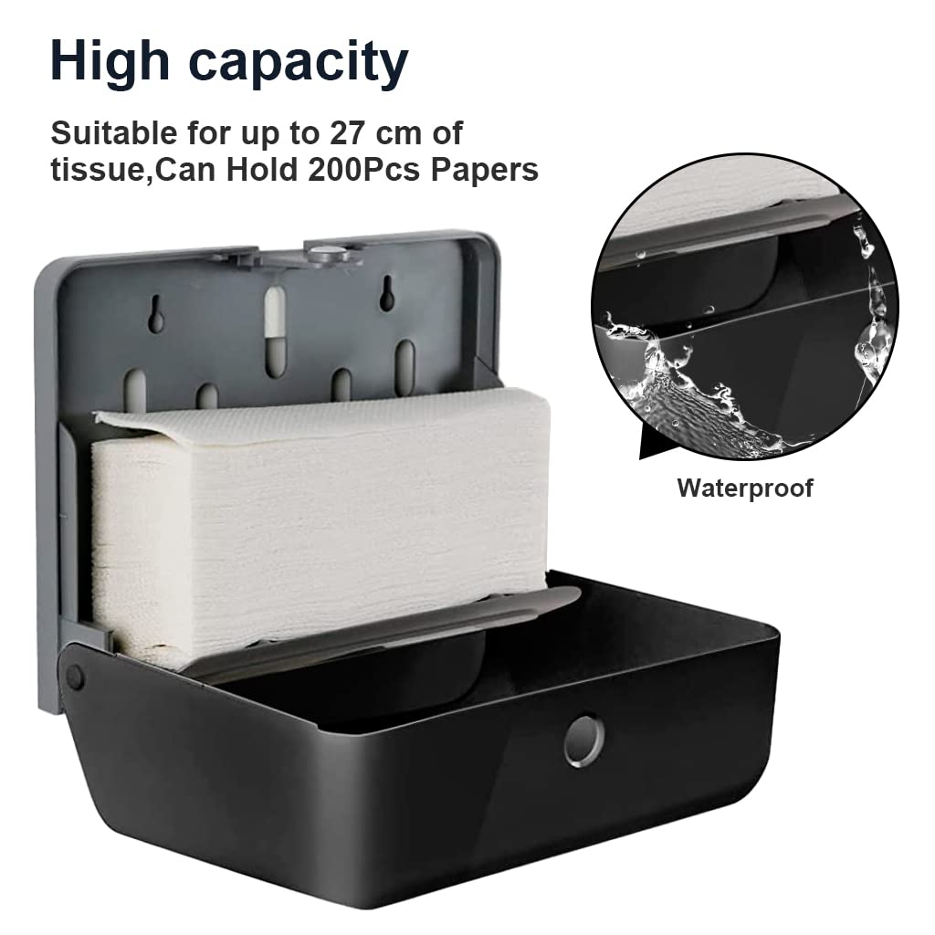 HASTHIP Tissue Holder for Bathroom with Transparent Window and Dual Install Options | 27×20.5×10 cm ABS Wall-Mounted Dispenser for Home or Hotel