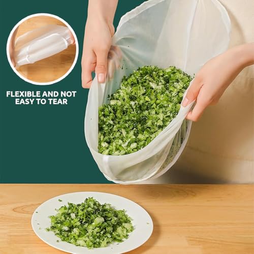 HASTHIP® 3Pcs Kitchen Strainer Bags Stand-Up Strainer Bags 3-Sizes Drawstring Closure