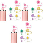 HASTHIP Flower Silicone Straw Caps for Stanley 30 40 oz Cups featuring 10mm Fit | 15PCS Dust Proof Covers