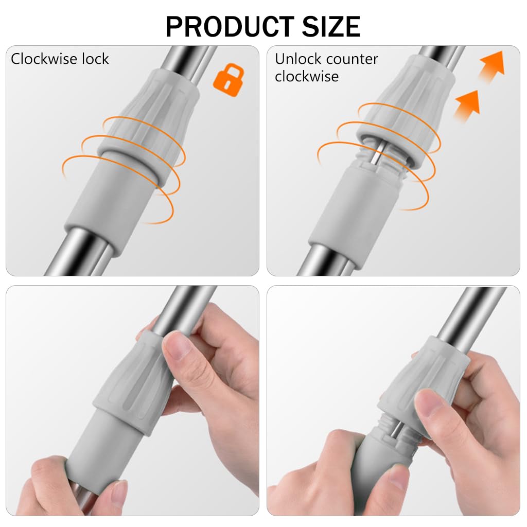 HASTHIP® Retractable Clothesline Pole, 32.6"-56.2" Telescopic Laundry Hanging Rod, Zinc Alloy Prongs Clothesline Pole, Suitable for Indoor and Outdoor Use