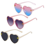 HASTHIP Kids Sunglasses for Girls 3Pcs with Heart Frames and UV380 Protection | Beach Wear
