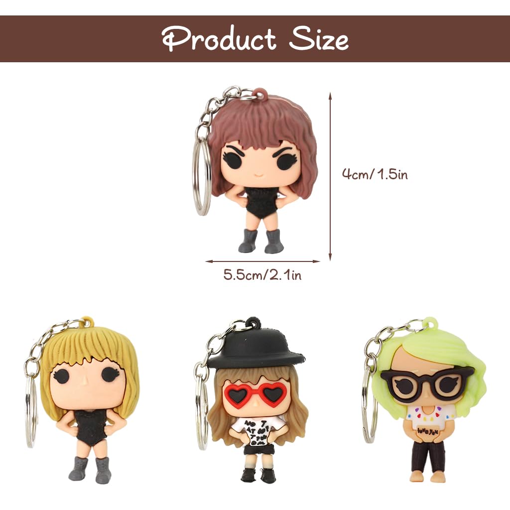 HASTHIP Silicone Taylor Keychain Set of 4 for Backpacks and Gifts | Cute Cartoon Collectible