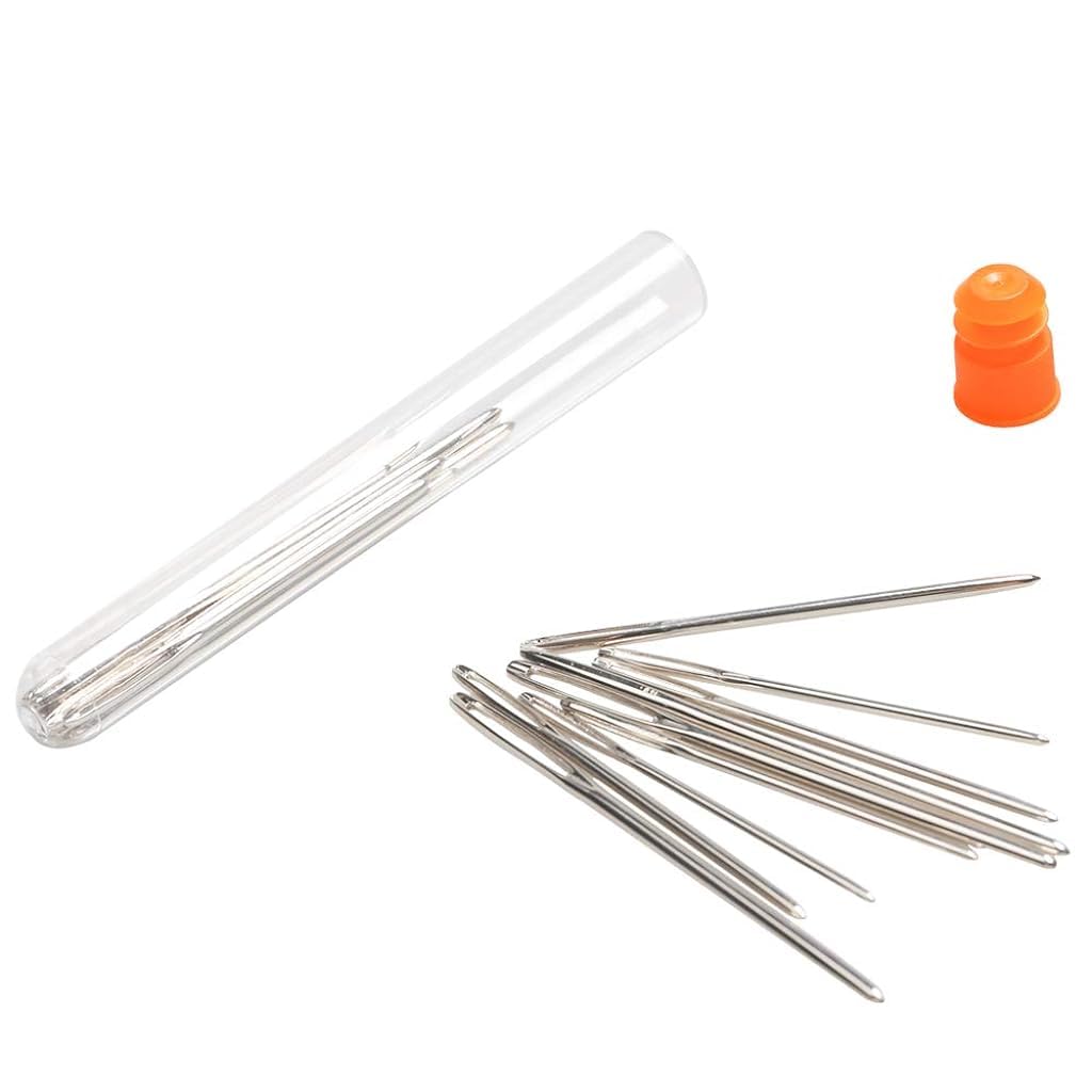 HASTHIP Crochet Needles Set for DIY Crochets featuring Large Eye Design and 9 Pcs Stainless Steel | with Transparent Storage Bottle