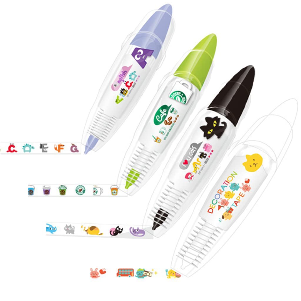 HASTHIP Correction Tape for Scrapbooking and Journals with Smooth Roller Mechanism 4Pcs 0.6cm×4m | Cute Cartoon Decorative Edging for DIY Crafts