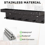 HASTHIP Wall Hook Rack for Entry and Kitchen with 6 Hooks and 9.65×2.28×1.7 in Shelf | Matt Black Stainless Steel