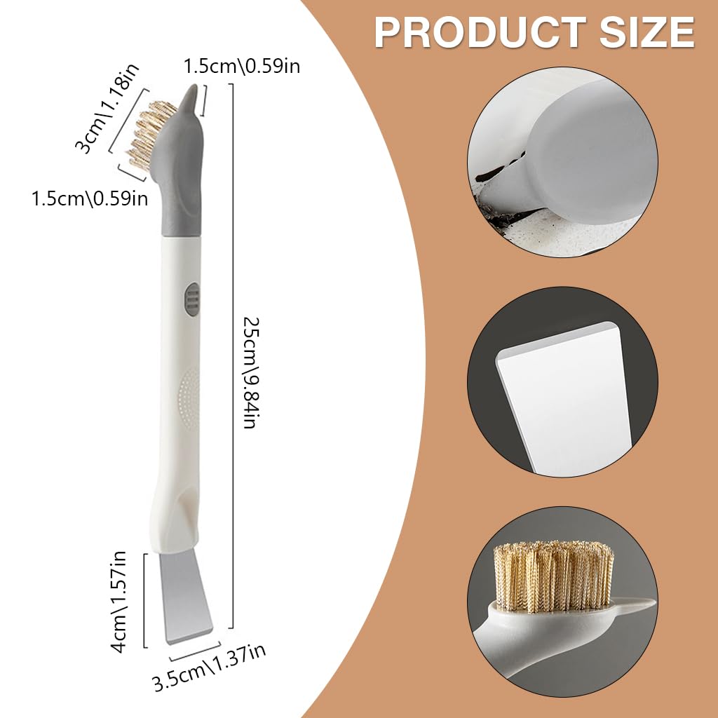HASTHIP Gap Cleaning Brush for Kitchen and Bathroom with 2 in 1 Scraper and Copper Bristles