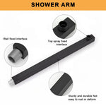HASTHIP Stainless Steel Overhead Shower Arm for Flush Mount Showers featuring 11.8 in Matte Black Extension | Universal Wall Mounted Design