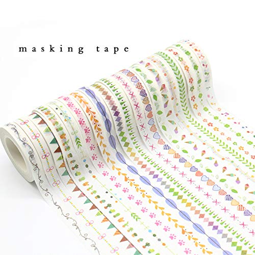 HASTHIP Flower Washi Tape for Scrapbooking and Crafts with 10 Pieces 8mm Width | 10m Roll