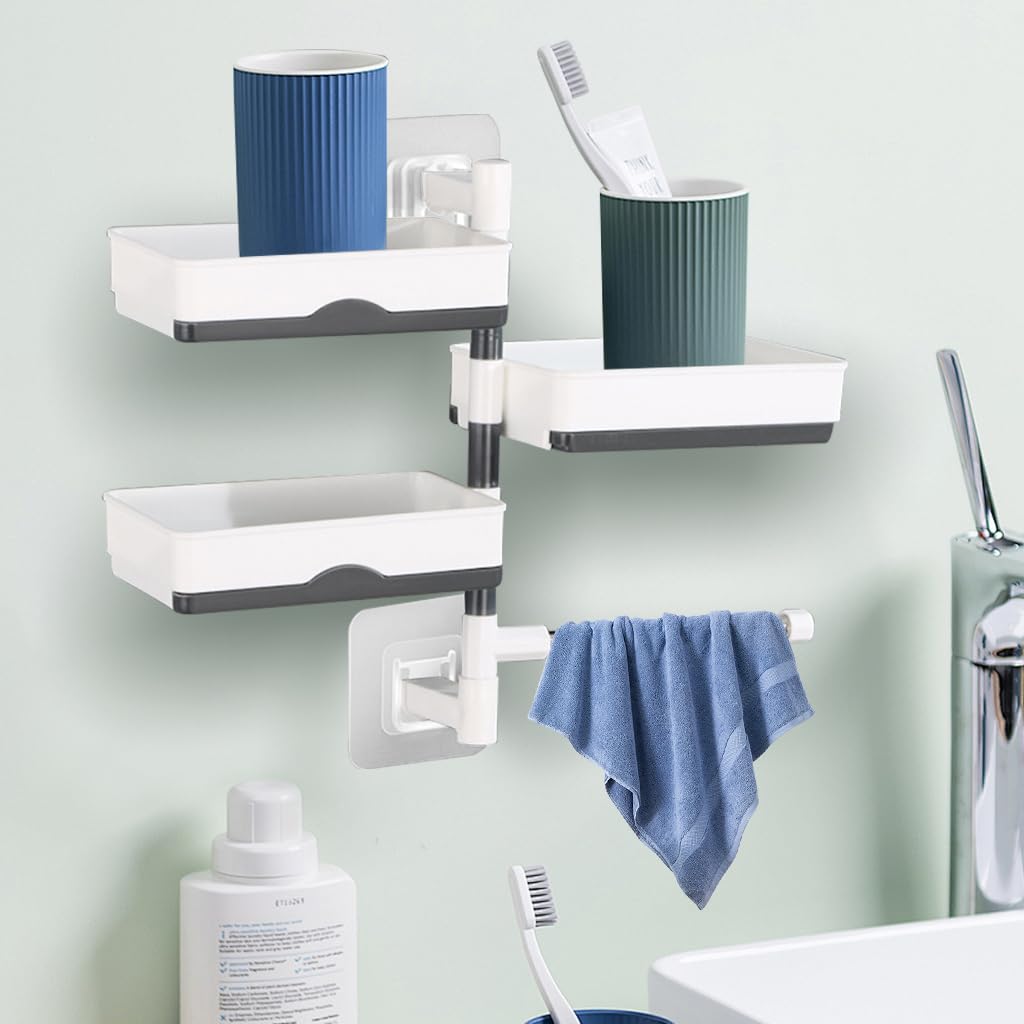 HASTHIP Soap Holder for Bathroom and Kitchen featuring 3 Layer Rotatable Design | 5 Kg Suction Cup