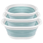 HASTHIP Silicone Collapsible Tub Bucket Set for Kitchen and Camping | 3Pcs Foldable Basin with Hanging Holes and PP TPU Material