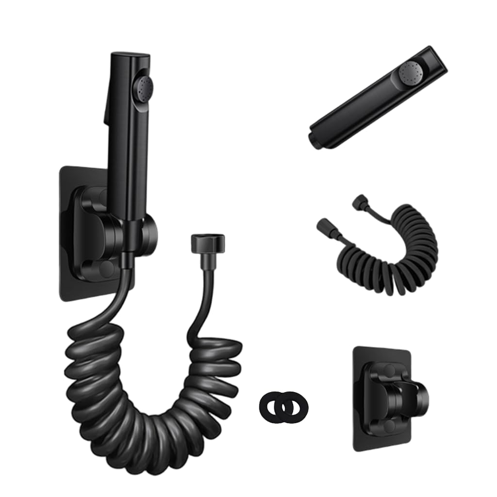 HASTHIP Faucet for Toilet with 6.6ft Spring Coiled Hose and No Drill Bracket | Pressurized ABS Spray Gun