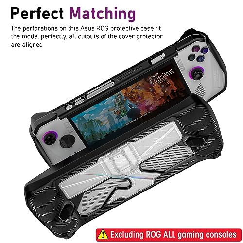 HASTHIP® Case for Rog Ally, Rog Ally Game Console Protector, Anti-Scratch TPU Cover with Folding Kickstand, Transparent PC + TPU Case Non-Slip Protective Case Skin Cover, Not Include the Console