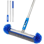HASTHIP® 120cm Pool Cleaning Brush with Assembly Aluminum Handle, 40cm Bristle Scrubber with Side Stiff Brushes for Scrub Pool Walls and Remove Debris, Best for Seeping Debris Off All Walls and Floor