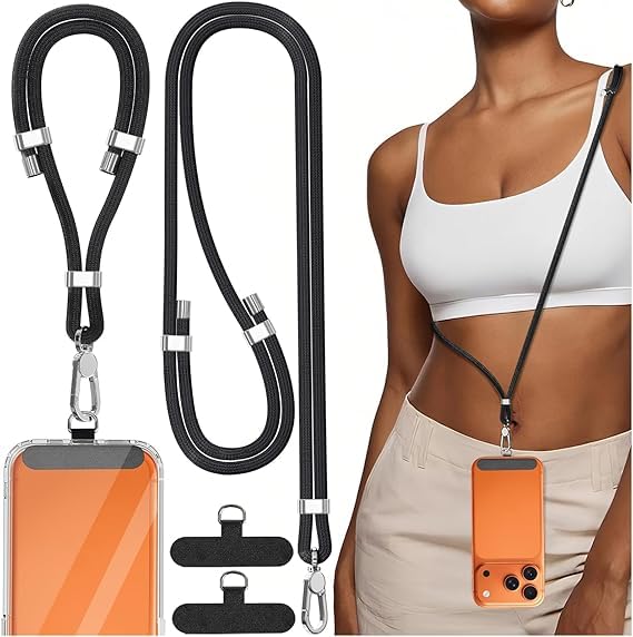 HASTHIP® Correa para Celular 4 en 1 Universal y Ajustable con Muñequera,Cordón Crossbody Antirrobo para iPhone y Smartphones,Material Tejido Premium Viajes Ciclismo