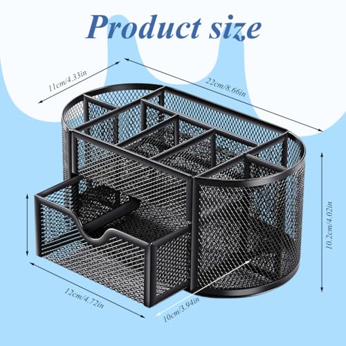 HASTHIP® Metal Grid Desk Organizer, Multi-Compartment Office Pen Stand, Space-Saving Storage Holder for Stationery, Gadgets, Home & Office Supplies