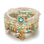 HASTHIP® Pulsera de mano de Fátima multicapa apilable estilo bohemio