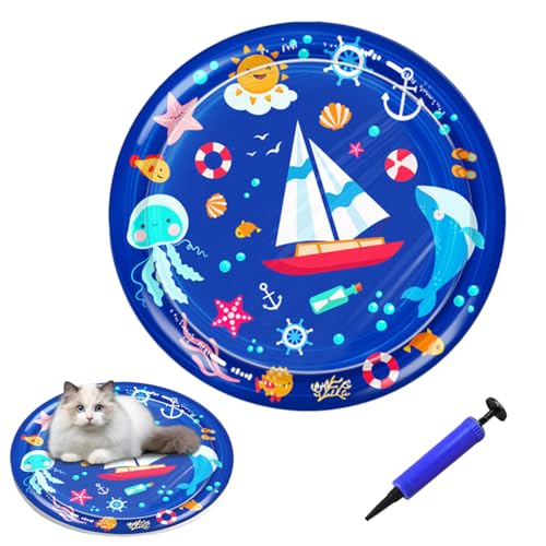 HASTHIP® Dog Cooling Mat, Inflatable Cooling Mat for Dogs with Water Fill, Portable Cartoon Pet Bed Cooling Water Bed Large Thicken Non-Toxic PVC Pet Toy with Air Pump
