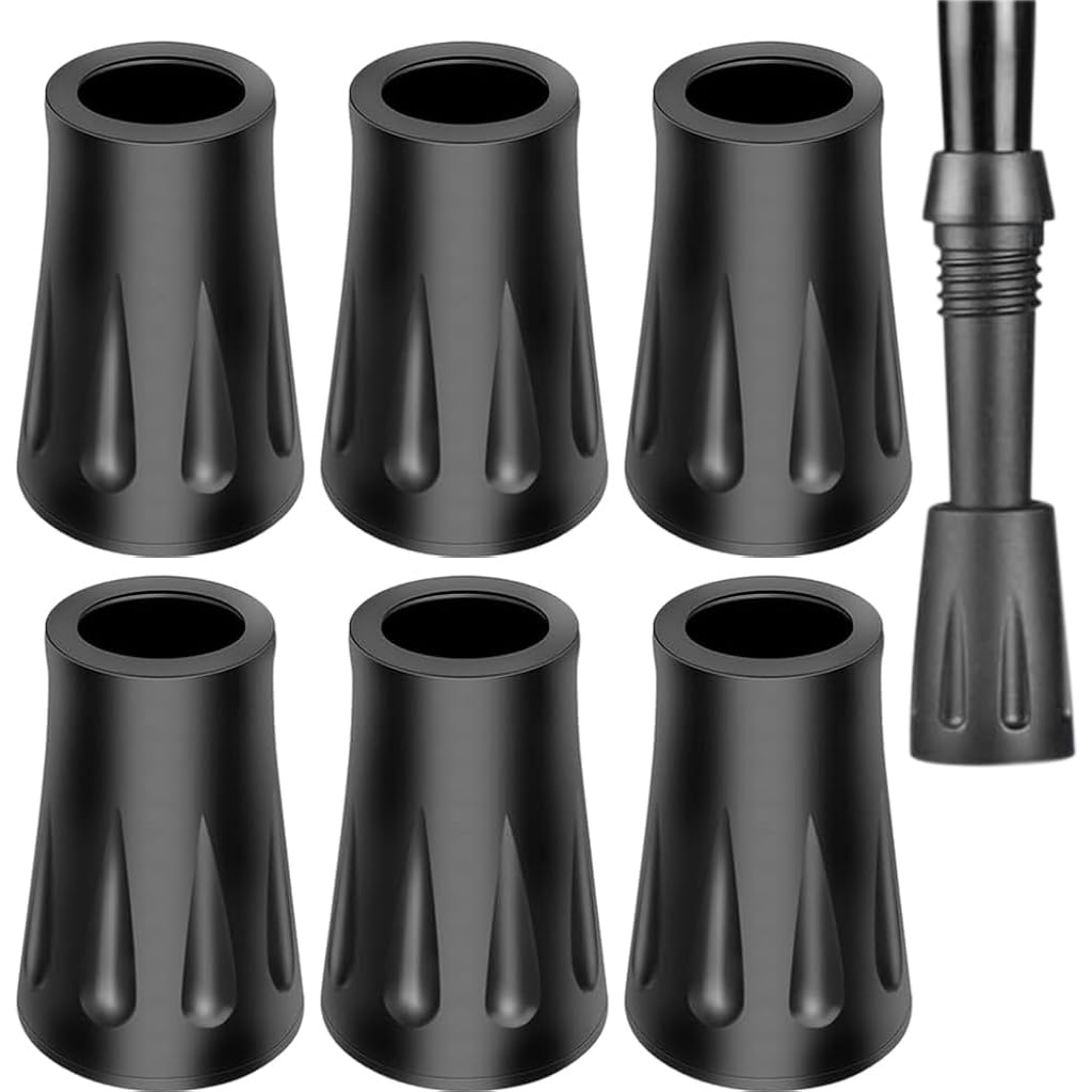 HASTHIP® 6 Piezas Puntas de Goma para Bastones de Senderismo 11mm,Repuestos Universales Antideslizantes para Bastones Caminata o Esquí,Accesorios Duraderos Montaña