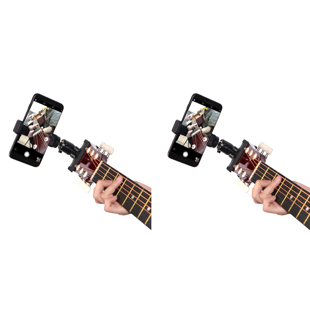 HASTHIP Guitar Phone Holder for Musicians and Streamers with 360° Rotatable Clamp | 2 PCS Black