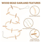 HASTHIP Hanging Photo Display for Wall Decor with 18 Clips and 2×55 in Wooden Bead Garland