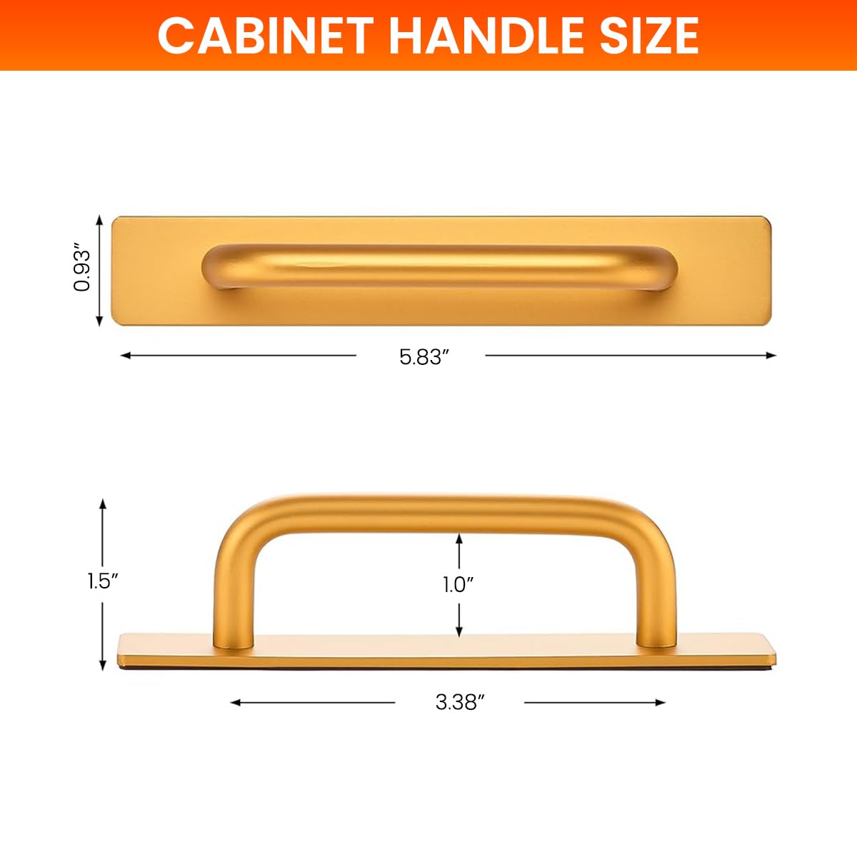 HASTHIP Closet Door Bar Handles for Cabinets and Drawers featuring No Drill Adhesive 8.2 in Golden Aluminum Design