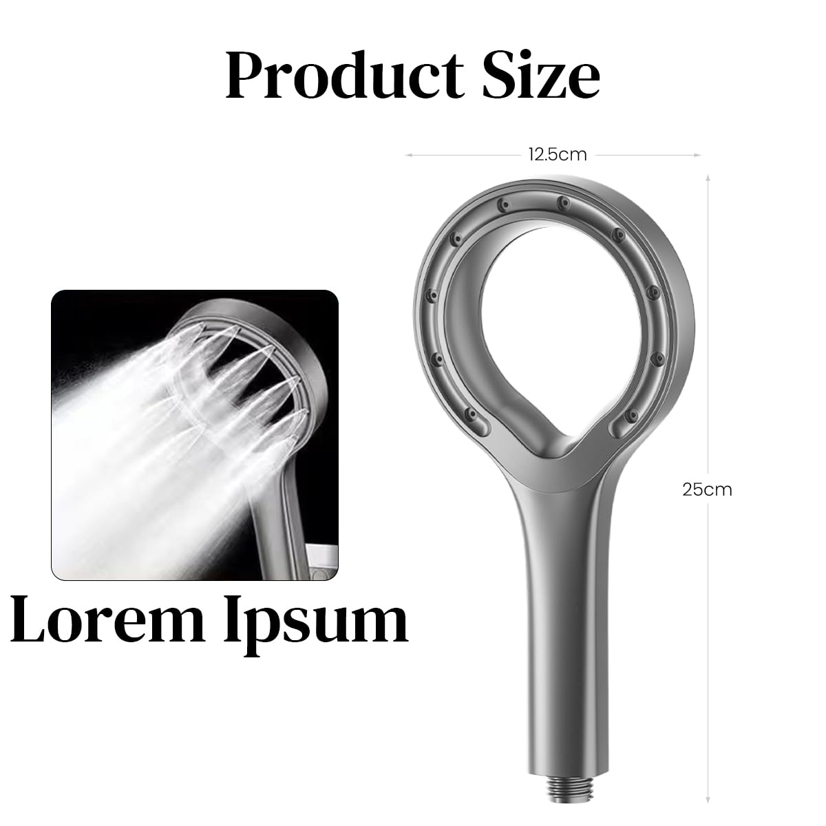 HASTHIP Handheld Shower Head with 8 Hole Pressurized Mist Spray for Refreshing Showers | ABS Construction
