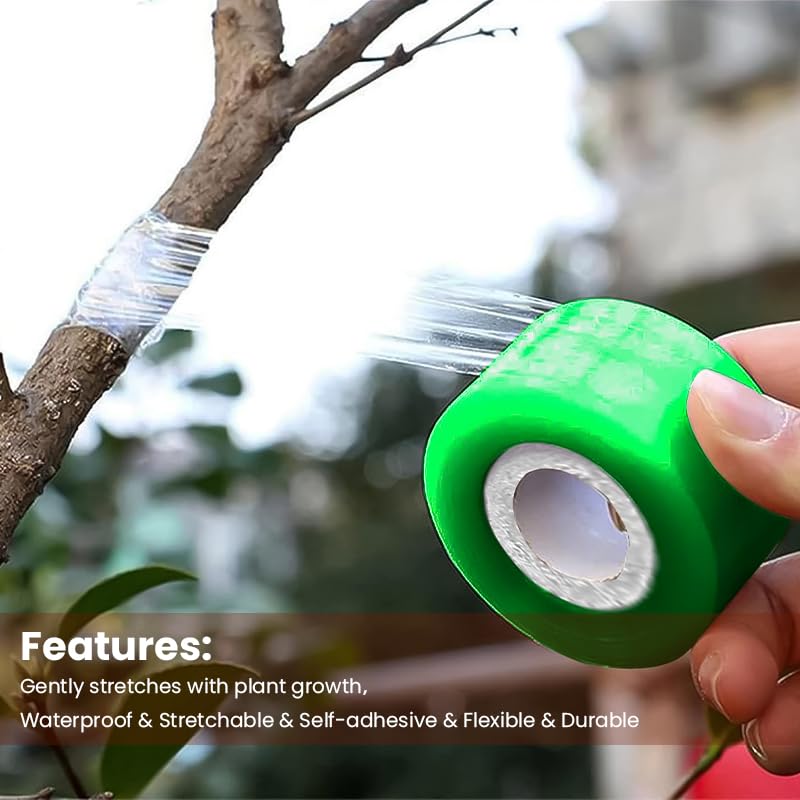 HASTHIP Grafting Cutter Tool for Fruit Trees and Flowers with 7.56 in Folding Design featuring Curved Steel Blade and Anti Slip Wooden Handle | Includes 1 Roll Grafting Tape