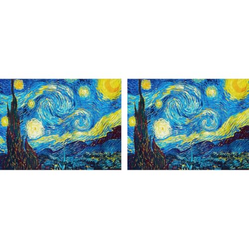HASTHIP® Diamond Painting Kit 5D The Starry Night by Master Van Gogh Rhinestone Extremely Shiny Art Abstract Style Room Decoration 30cm x 40cm 2 PCS