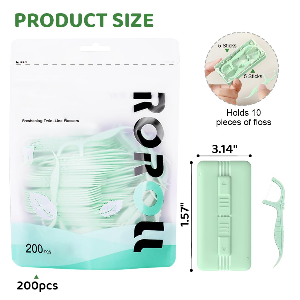 HASTHIP Portable Dental Floss Dispenser with 10 Dual Line Floss Picks for Travel and Mint Fresh Breath