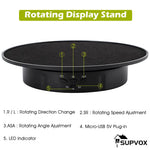 1Pcs Electric Rotating Display Stand, USB Charge 360 Degree Rotating Turntable, 20CM /Load 8KG, Multi-Functional Rotary Table for Photography Products Shows, Jewelry, Cake (Without Battery)