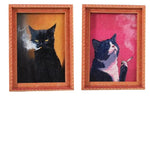 HASTHIP® 2PCS Funny Cat Fridge Magnets, Mini Framed Cat Art Magnets for Refrigerator, Locker, Office and Home Decor, 8 x 6cm