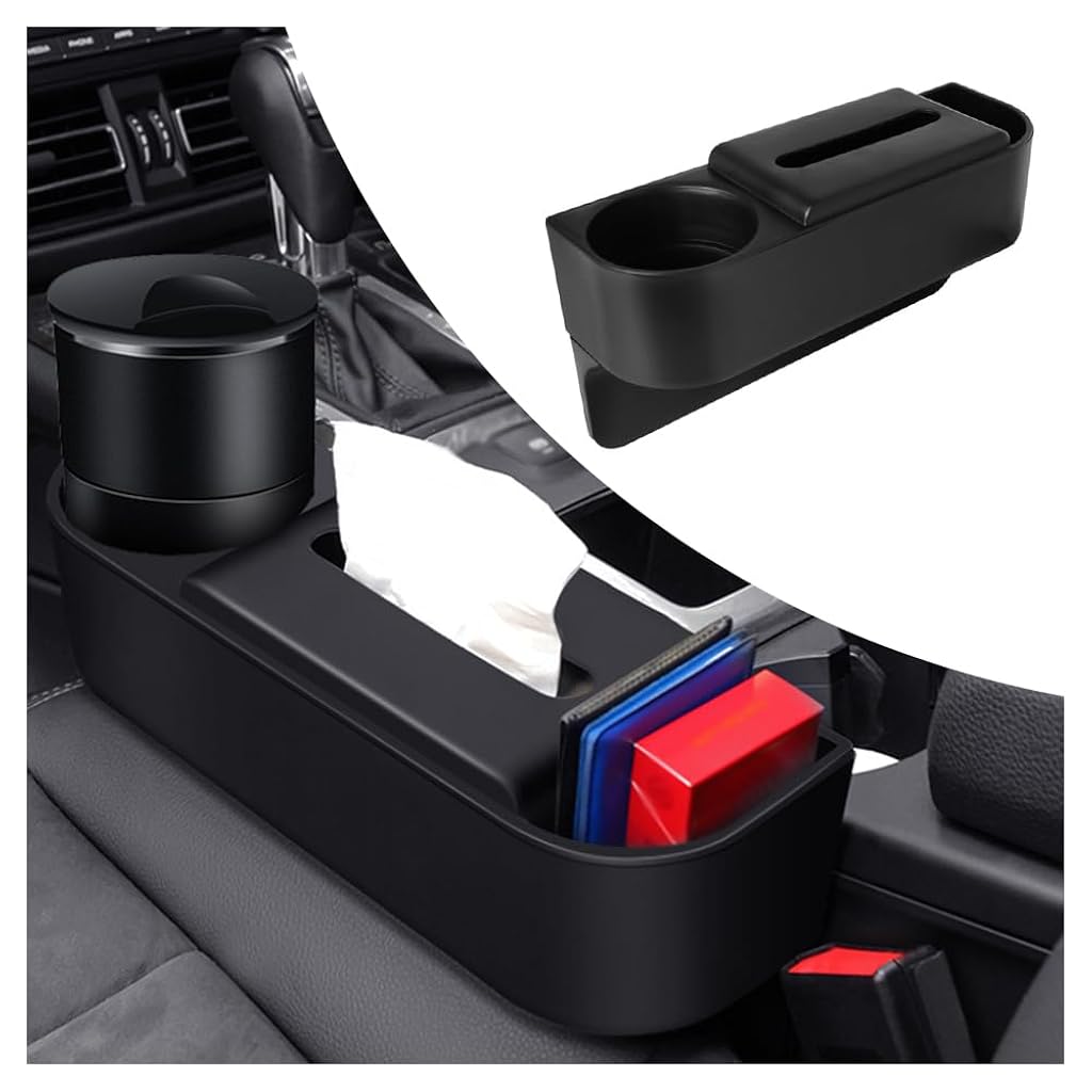HASTHIP® 3in1 Car Seat Gap Filler Organizer with Cup Holder&Car Tissue Holder,Multipurpose Seat Gap Storage Box
